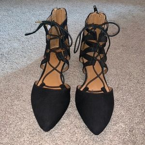 Black Lace Up Flats